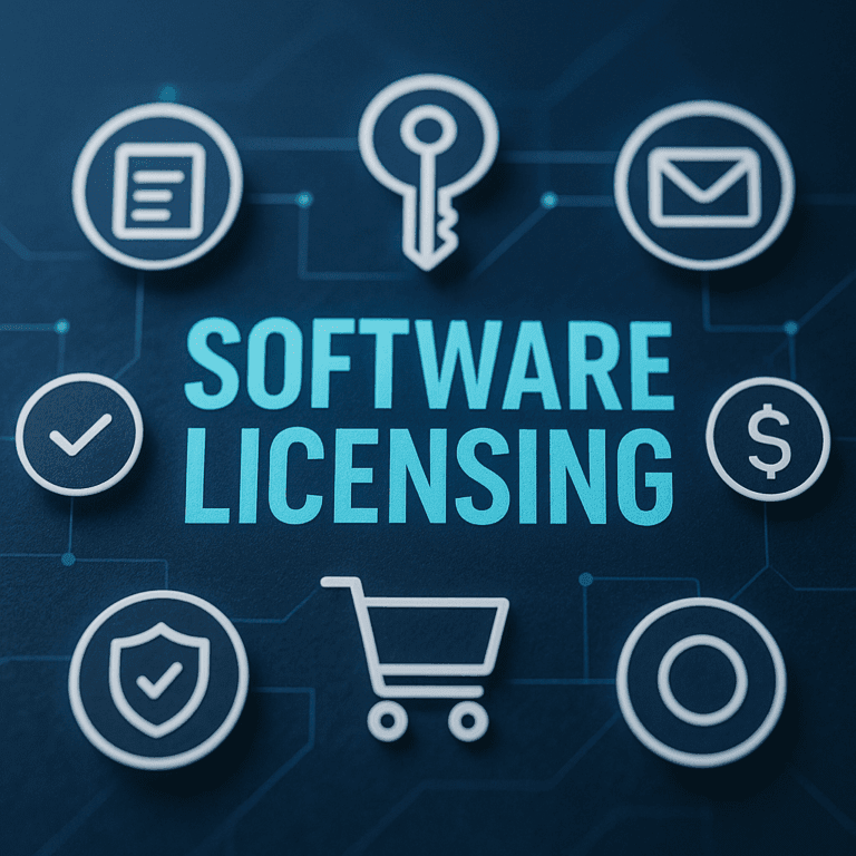 Cheap Windows and Office licenses in 2025 with digital icons for secure delivery, instant activation, and warranty.